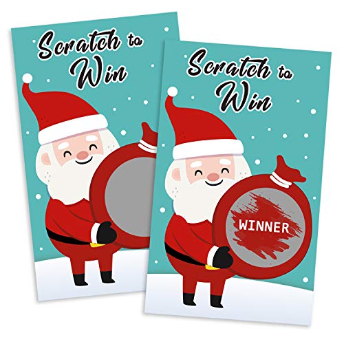 Yangmics Christmas Scratch Off Cards - 40 Pcs Family Party Game Includes 5 Winners 2 x 3.5 in Color 1