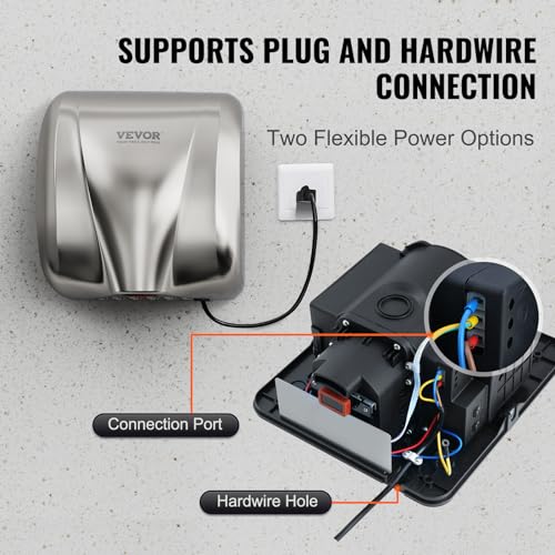 VEVOR Heavy Duty Commercial Hand Dryer, 1300W Automatic High Speed