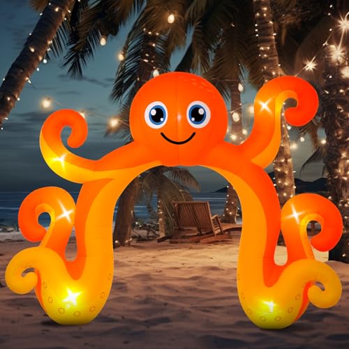 Octopus Inflatable Arch 9FT Outdoor Sea Theme Party Decoration - Bright LED Lights
