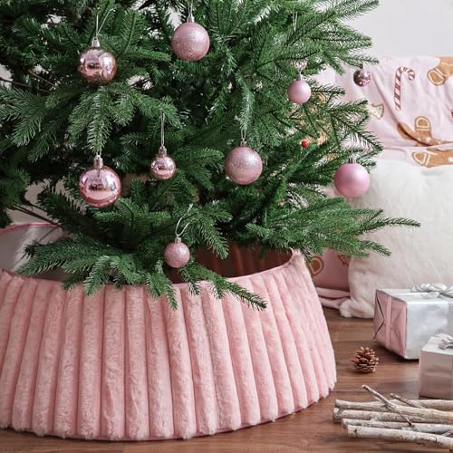 Christmas Tree Collar, Pink Luxury Plush Faux Fur Rustic Collar with