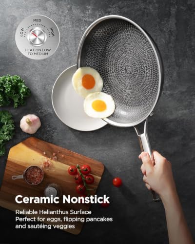 12-Inch Ceramic Nonstick Frying Pan with Lid - Durable & Induction Compatible