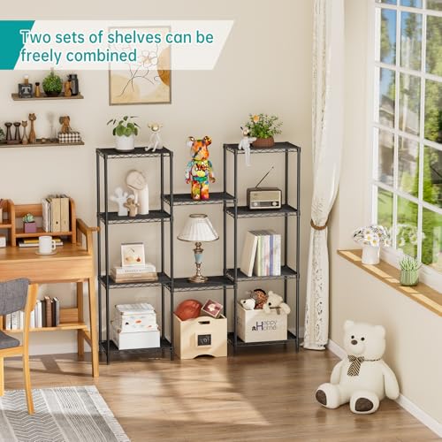 SINGAYE Black 5-Tier Metal Wire Shelving Unit, Adjustable Storage Shelf 10"D x 16"W x 55"H