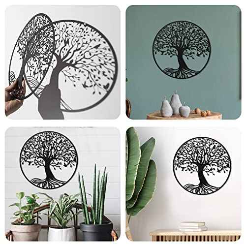Demissle Tree of Life Metal Wall Art 11.8 Inch Wall Hanging Family Tree Wall Decor Hanging Garden Sculptures for Bedroom Living Room Decor Indoor Outdoor Decoration Christmas gift