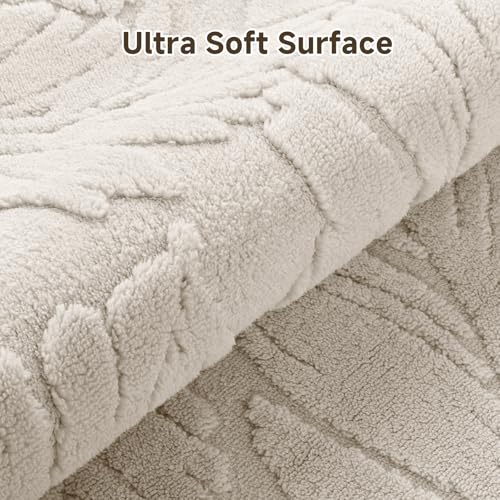 Beige 6x9 Area Rug - Machine Washable Non Slip Plush Living Room Carpet