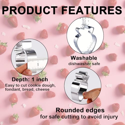 Stainless Steel Strawberry Cookie Cutter Set – 3 Piece, 1.1–3.5 Inch