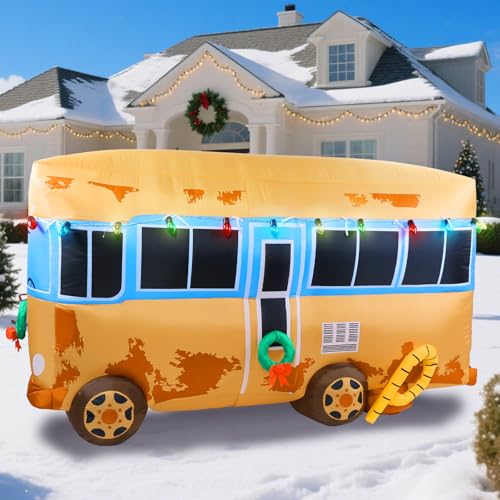7FT Outdoor Inflatable Christmas RV Decoration with LED Lights - Yard Holiday Decor