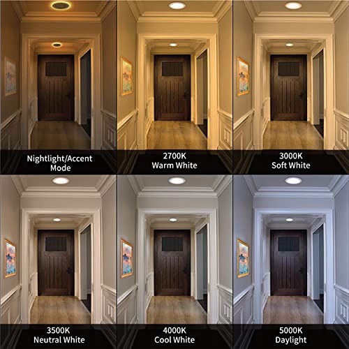 Meconard 4-Inch LED Recessed Light with Night Light - 5CCT Switchable, White, 12 Pack