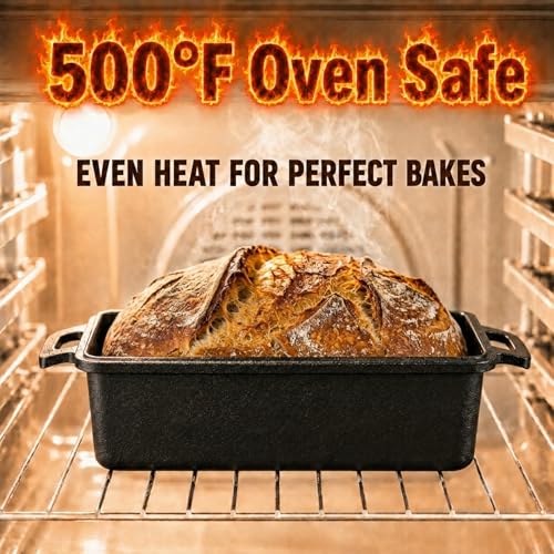 Cast Iron Loaf Pan with Lid 9x5 Inch Bread Baking Pan Set for Sourdough Cake Meatloaf