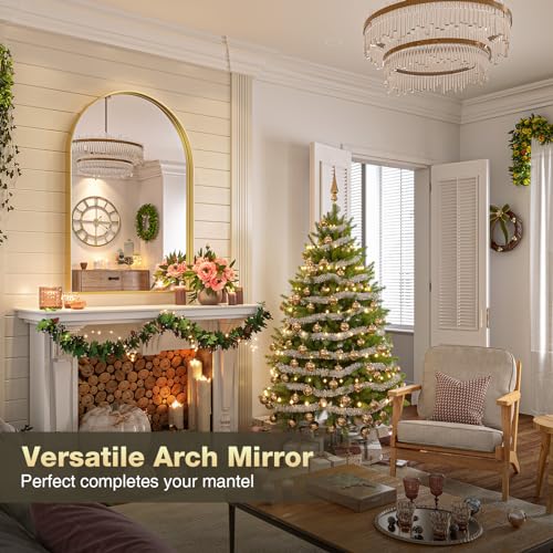 Brightify Gold Arched Wall Mirror 32x24 Inch Bathroom Vanity & Living Room Decor