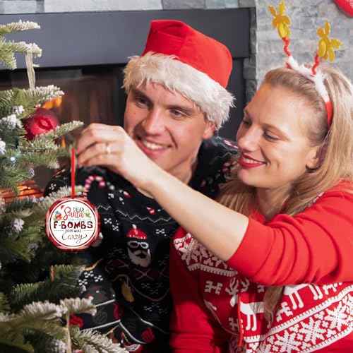 SICOHOME Funny Christmas Ornament 2025 - Dear Santa Sorry for All The F-Bombs 2025 was Crazy, 3" Funny Ornaments for Adults Arcylic Inappropriate Naughty Christmas Ornament