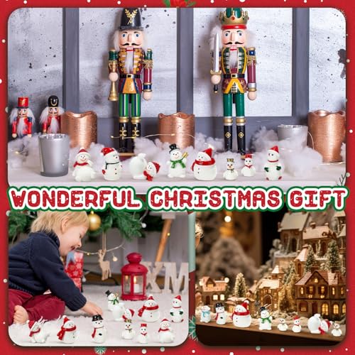 Mini Snowman Figurines Christmas Decorations - 100 Resin Ornaments for Holiday Decor