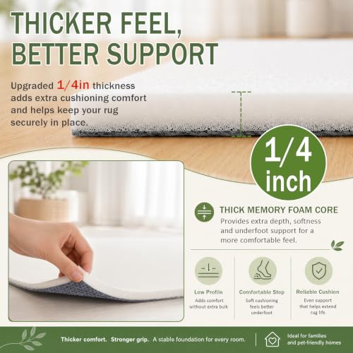 Non Slip Cushioned Rug Pads Carpet Padding 8x10 Ft, 1/4 inch Thick