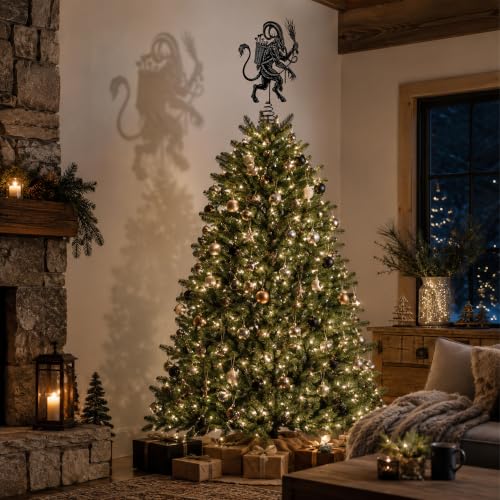 LFUTARI 2Pcs 7.9x6 Inch Metal Gothic Krampus Christmas Tree Topper - Black Holiday Decor