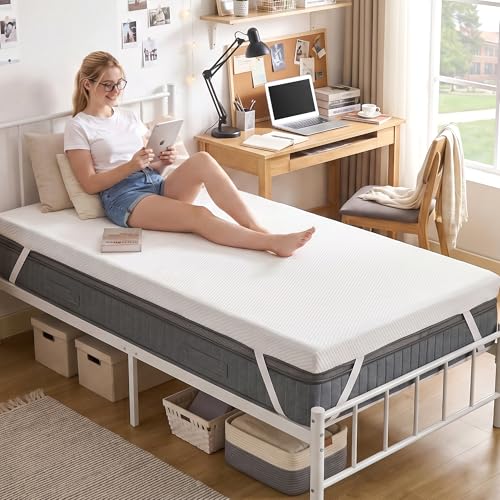 Twin XL Memory Foam Mattress Topper 2 Inch with Breathable Bamboo Cover - Pressure Relief, Non-Slip, Machine Washable