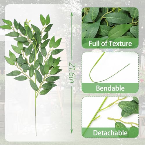 Suncalla 120 Pcs Italian Ruscus Artificial Greenery Stems Bulk for DIY Decor