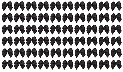 Shapenty Black Mini Satin Ribbon Bows 2.5cm for Crafts & Decorations, 60PCS