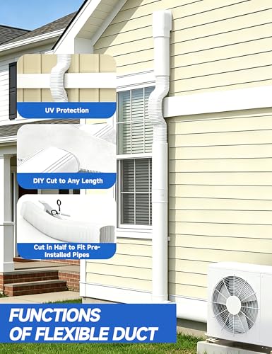 White 4-Inch x 17Ft Mini Split Line Set Cover Kit - Easy Install PVC Shield