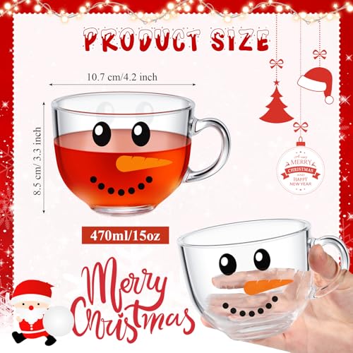 Sliner 6x 16oz Snowman Christmas Glass Mugs with Handle – Holiday Coffee Cups