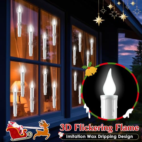 Enhon 12Pcs Dusk-to-Dawn White Window Candles with Batteries (White Bulb) Set