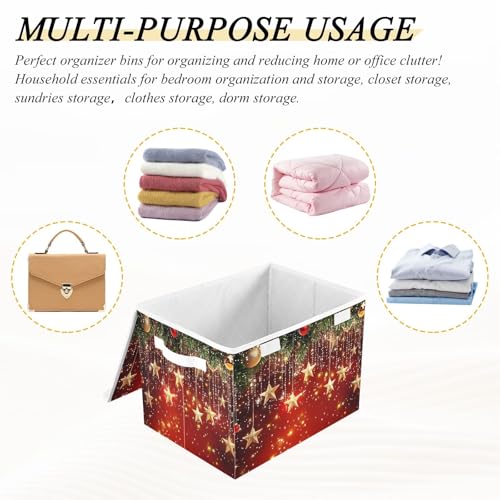 Christmas Storage Bins with Lids and Handles - Collapsible Organizer Basket (Variation Christmas 3)