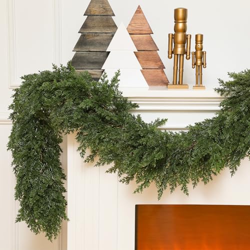 Jutom 6ft Artificial Cedar Garland - Realistic Faux Green Christmas Decoration