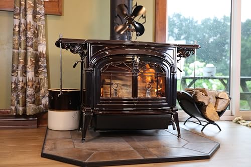 Heat Powered Stove Fan for Wood & Pellet Burners - 13 Inch, 4-Blade, Black