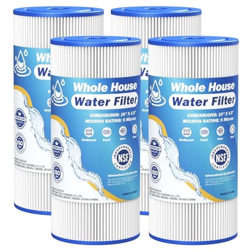 Caehomly 4-Pack 5 Micron 10x4.5 Inch Whole House Water Filter for GE FXHSC