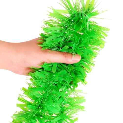 33FT Christmas Tinsel Garland Lime Green Metallic Hanging Twisted Garland for Christmas Tree Fireplace Mantle Xmas Party Home Decoration