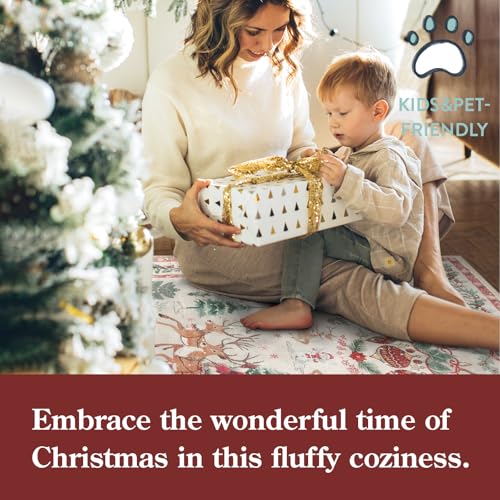 Christmas Runner Rug 2x8 Beige Non-Slip Washable Hallway Carpet for Entryway Kitchen Bathroom