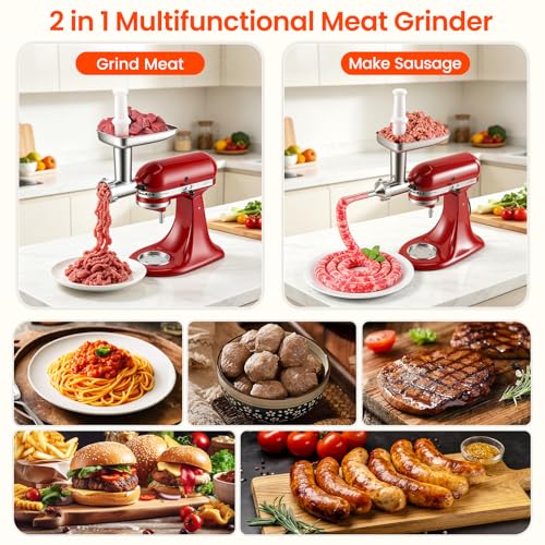 Stainless Steel Meat Grinder Attachment for KitchenAid Mixers - Durable & Easy to Clean