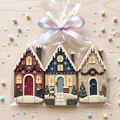 Christmas Snow House Silicone Mold – Candy/Fondant Mold with Blue Snow Cabin (Style O)