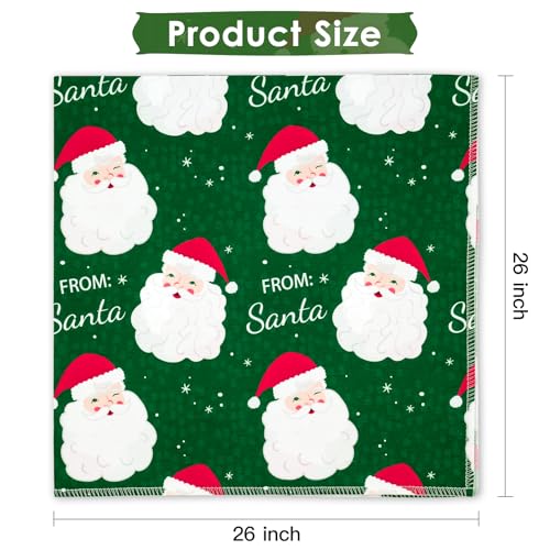 Wrapaholic 26" Reusable Christmas Gift Wrap Green Santa Cloth for Holiday Gifts