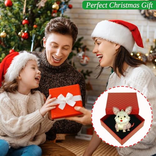 Pink Dog Christmas Ornament 2026 – Metal Rhinestone Dog Keepsake for Tree
