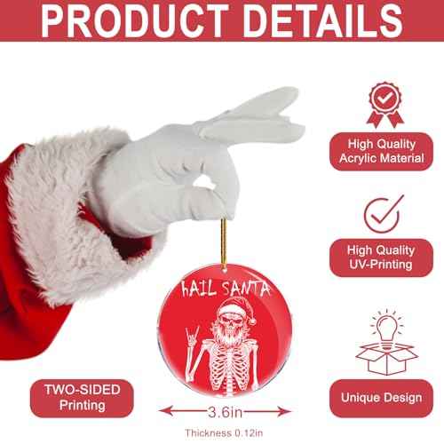 Hail Santa Rock Heavy Metal - Christmas Ornaments - Christmas Decorations - 3.6 in Acrylic Two Sided Printing