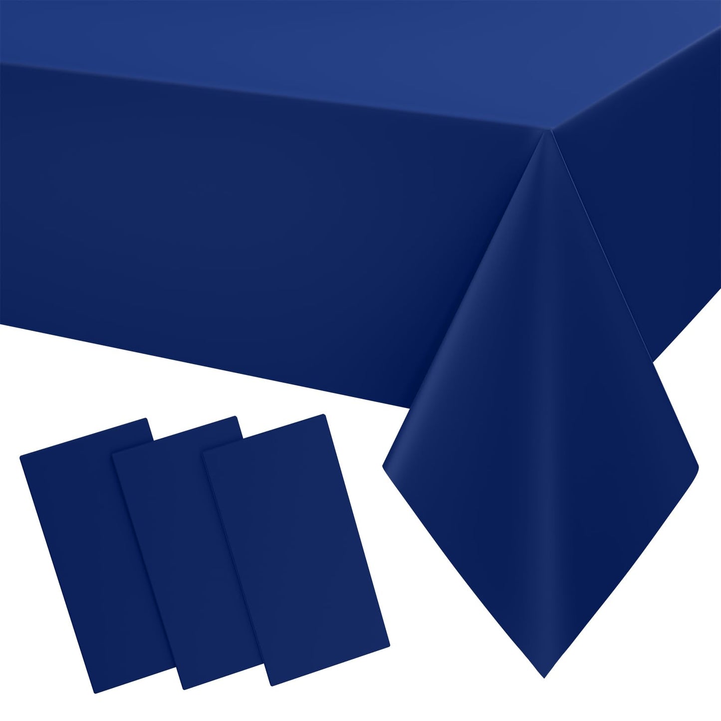 Smiry Disposable Table Cloth 3 Pack, 54 x 108 Inch Waterproof Plastic Tablecloth, Decorative Rectangle Table Covers for Party, Birthday, Picnic, Navy
