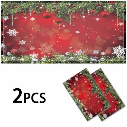 2Pcs Christmas Fluorescent Light Covers 4x2ft - Pine Themed, Magnetic Polyester