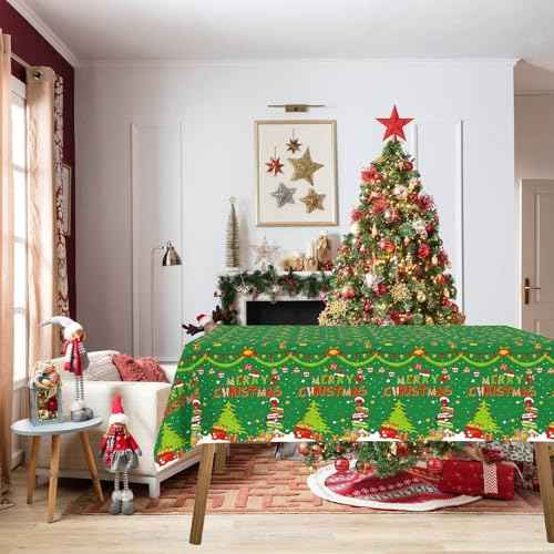 YQUQWN 3 PCS Merry Christmas Tablecloth Disposable Plastic Tablecloth 54¡¿108 Inch Christmas Decorations Supplies