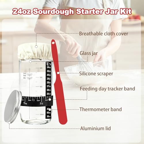 Sourdough Starter Kit with Scale, Glass Jar, Bannetons & Baking Tools