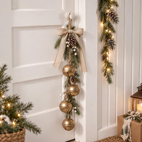29-Inch Christmas Hanging Bells with Rope for Wreath & Holiday Decor