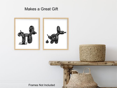 **Regine Switzerland Balloon Dog Bathroom Decor Set - Cute Y2K Black Art for Kids' Restroom**