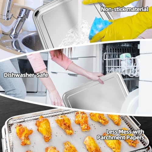 17 Inch Silver Large Oven Air Fryer Basket and Tray Set - Extra Large Capacity