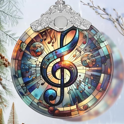 Jocidea Musical Note Stained Glass Christmas Ornament - Holiday Tree Decor