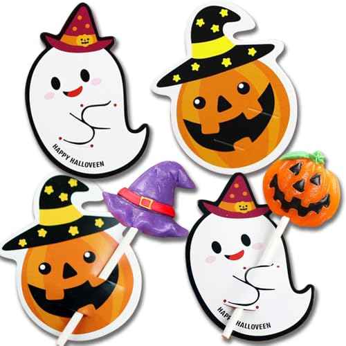 Halloween Lollipop Cards Candy Holder, Sugar-Loaf Candy Gift Package Wrapping, Halloween Party Decorations, Candy Party Favors Greeting Cards for Kids, Trick or Treat Candy Card (100PCS) (Halloween)