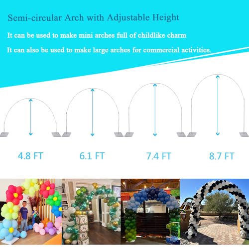 Balloon Arch Stand Kit 7.5ft Large Round Backdrop Frame Adjustable Half Circle