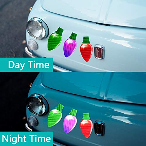 Bulb-Shaped 72PCS Christmas Car Refrigerator Magnets Reflective Holiday Decor
