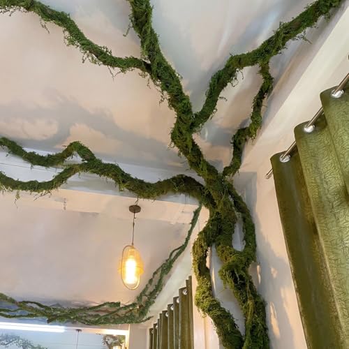 Janinka 6 Pcs 118in Artificial Bendable Tree Branches with Moss - Flexible Garden Decor