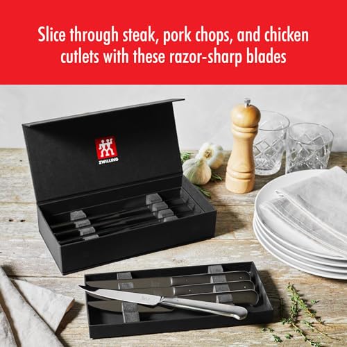 Silver 8-Piece Steak Knife Set - Razor-Sharp Serrated Kitchen Knives in Gift Box