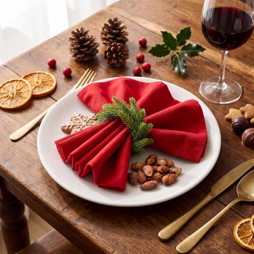 LemonRoad 12 Pcs Norfolk Pine Napkin Rings – Christmas Linen Decor