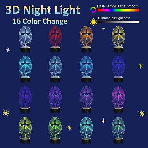 Attivolife Cross 3D Night Light, Jesus Catholic Illusion Hologram Lamp 16 Color Changing with Remote Control + Timer, LED Best Birthday Christian Gift for Religious Women Mothers Day Present
