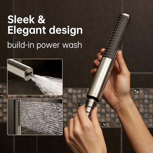 Veken Mainstream Pick 10-Inch Brushed Nickel All Metal Rain Shower Head with Handheld Spray Combo